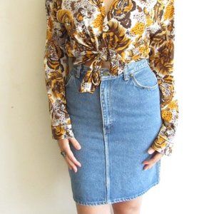 Vintage 90's Denim High Waisted Pencil Skirt 11/12